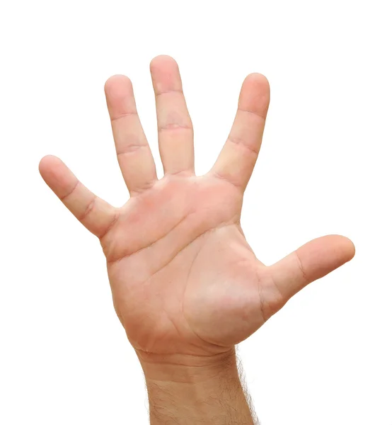 Ręka symbol, który oznacza pięciu na białym tle — Zdjęcie stockowe