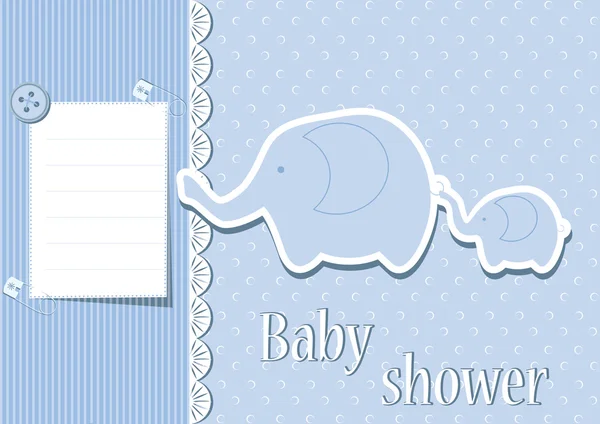 Kaart van de baby douche met schattige olifant — Stockvector
