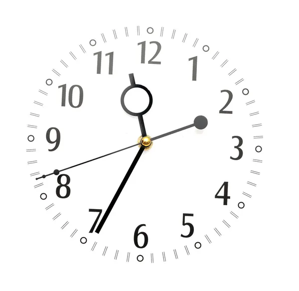 Relógio de parede isolado no fundo branco mostrando o tempo — Fotografia de Stock