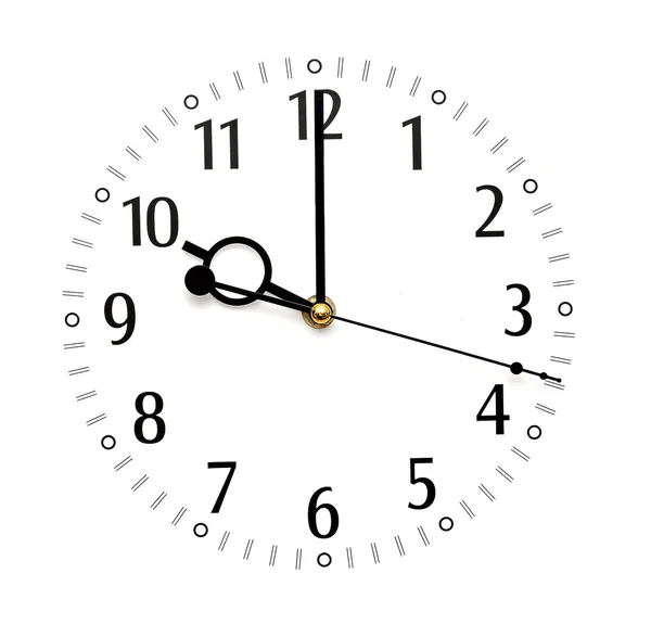Orologio da parete isolato su sfondo bianco che mostra il tempo — Foto Stock
