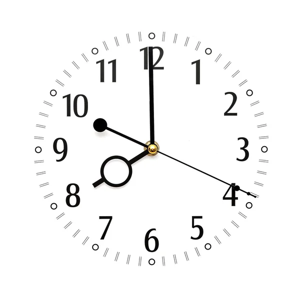 Reloj de pared aislado sobre fondo blanco que muestra el tiempo — Foto de Stock