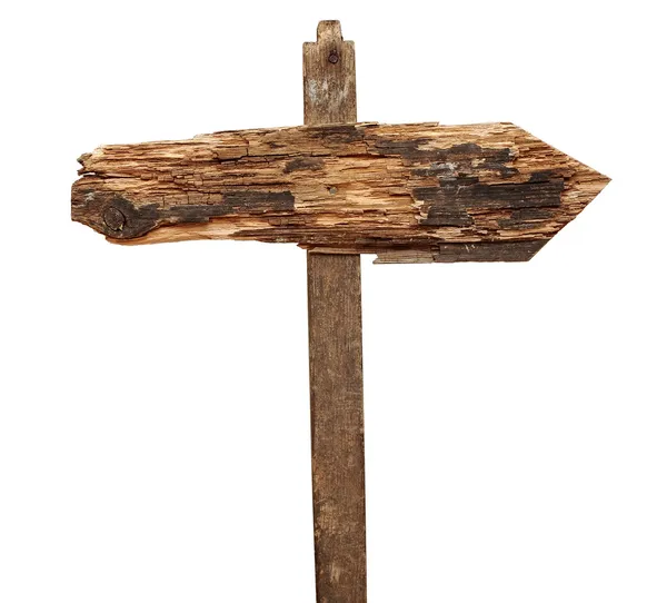 ヴィンテージの木製の矢道路標識に分離白 — ストック写真