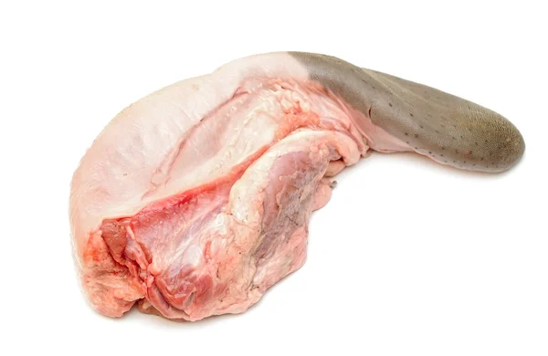 Alimentos de carne crua isolados sobre fundo branco — Fotografia de Stock