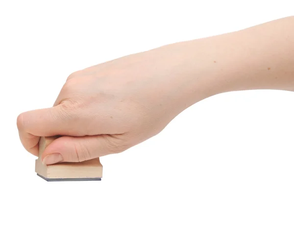 Hand mit Stempel - Kopierraum im Ausdruck — Stockfoto