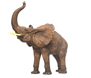 Plaster sculpture elephant isolated over white clipart