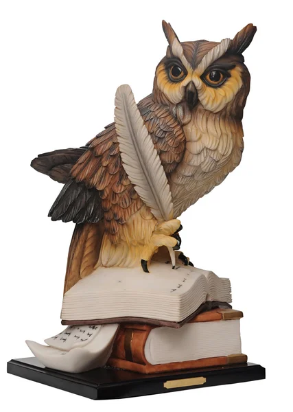 Stapel boeken en owl geïsoleerd op een witte achtergrond. concept edu — Stockfoto