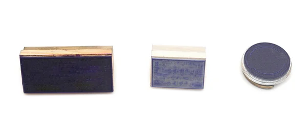 Set de sellos de goma viejos y nuevos aislados en blanco —  Fotos de Stock
