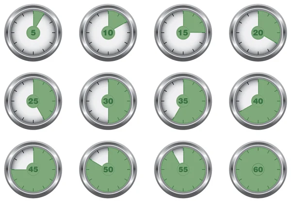Set di icone timer, illustrazione vettoriale — Vettoriale Stock
