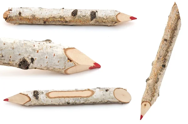 Červené tužky kolekce vyrobené z větví stromu — ストック写真