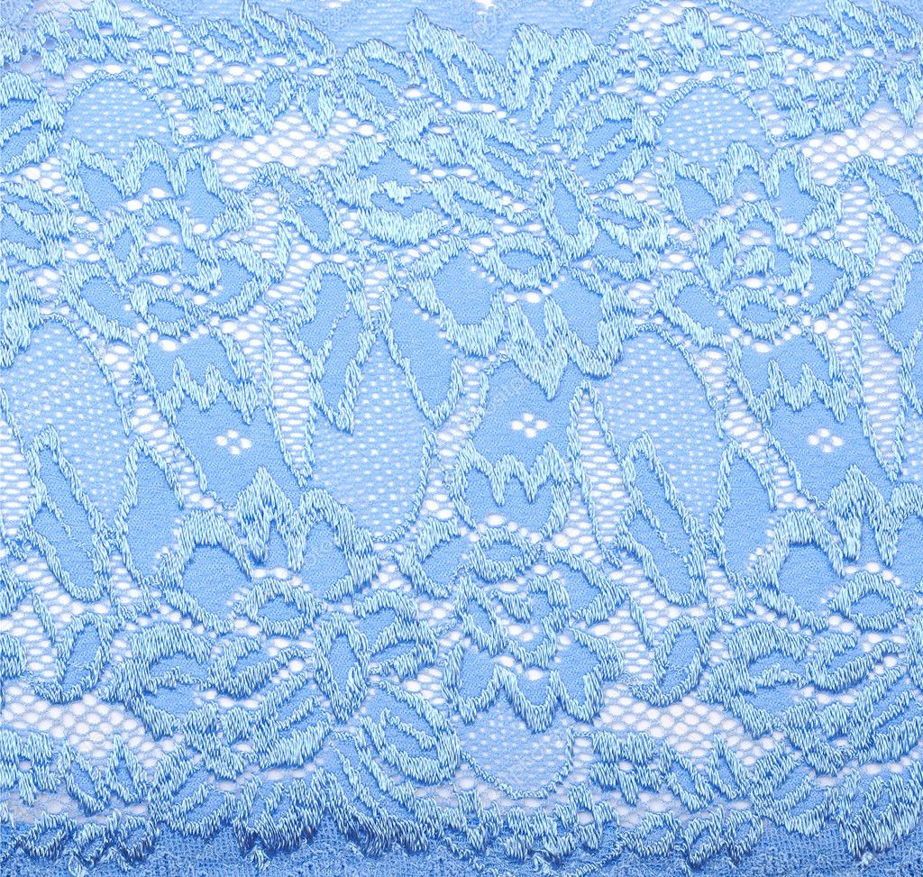 Blue lace with pattern in the manner of colour on white backgrou ...