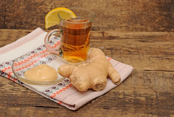 Té con limón jengibre y miel — Foto de Stock