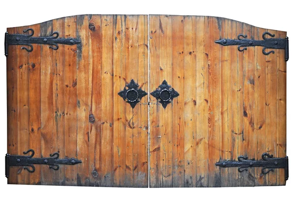 在白色背景上的老式木质门 — 图库照片
