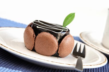 Chocolate cake on the plate clipart