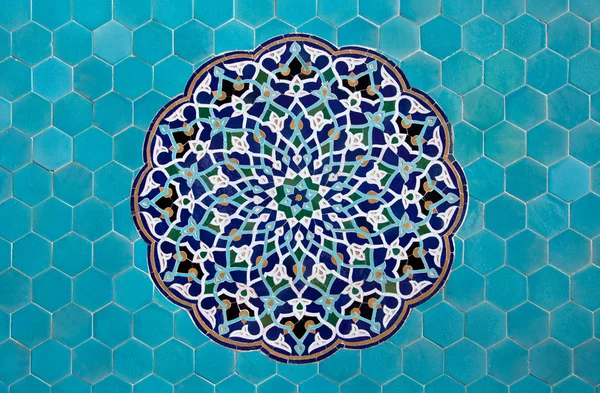 Modello mosaico islamico con piastrelle blu — Foto Stock