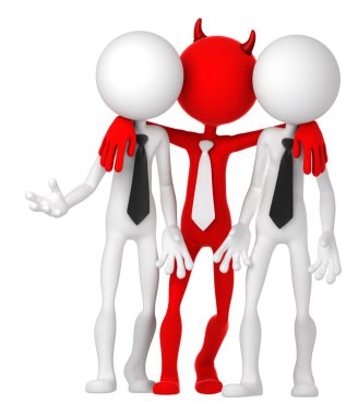 Businesspeople having deal with Devil clipart