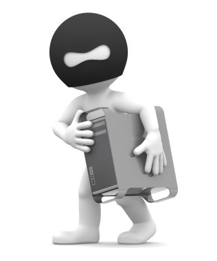 Thief stealing computer. clipart