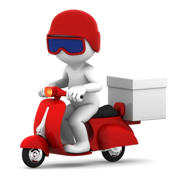 Entrega scooter com caixa branca grande — Fotografia de Stock