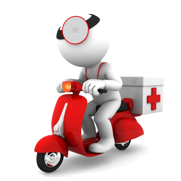 Medic scooter üzerinde. acil tıbbi hizmet anlayışı
