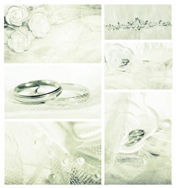 Wedding collage with details in grey tones clipart