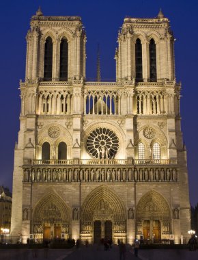 Notre Dame at night, Paris, France clipart