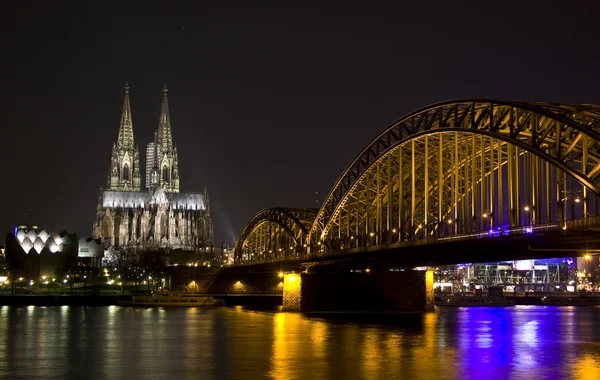 stock image Rhine River and Dom of Cologne, Germany