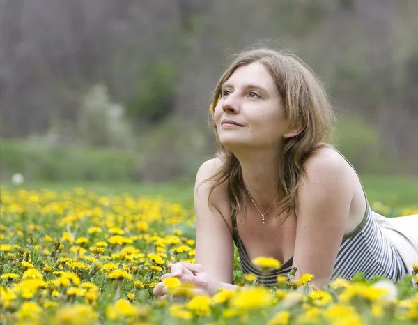 stock image Girl in the sping field