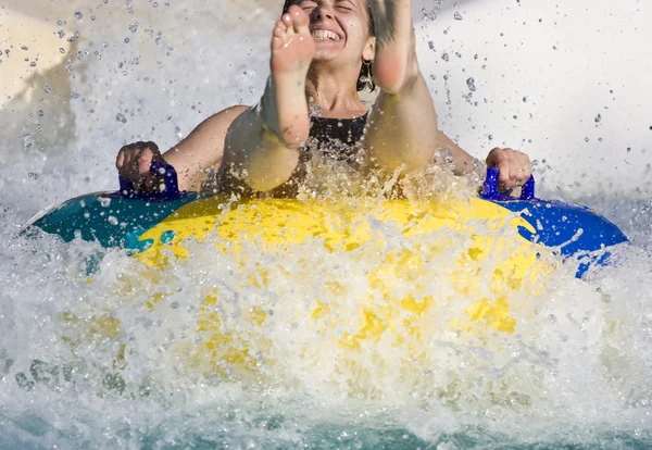 Girl having fun in the water park — Stock Photo, Image