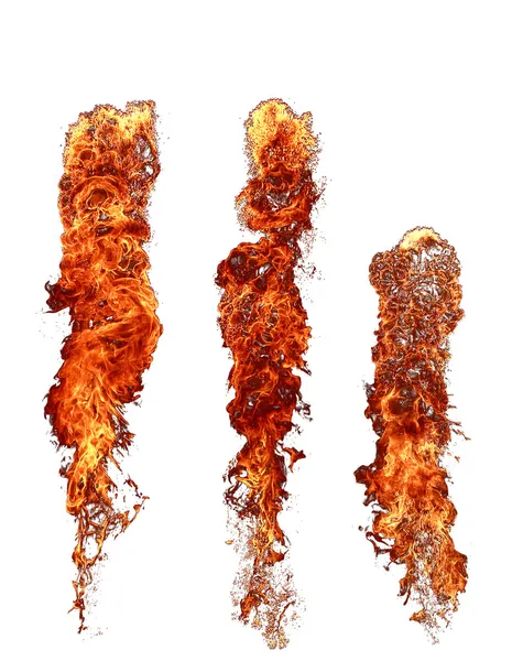 Elden flammar samling på vit — Stockfoto