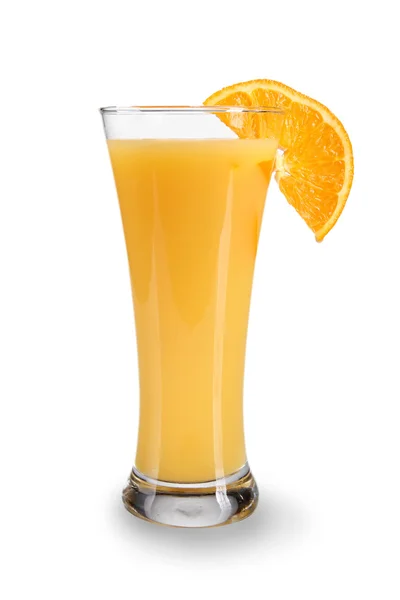 Bicchiere di succo d'arancia su bianco — Foto Stock