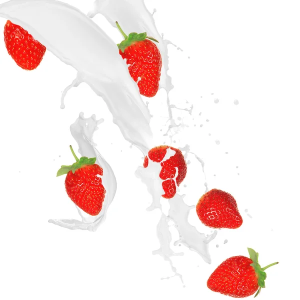 Свіжі ягоди з молоком — стокове фото