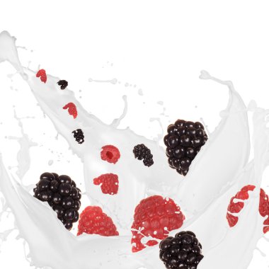 Berries in cream splash clipart