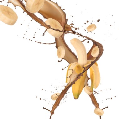 Banana in chocolate splash clipart