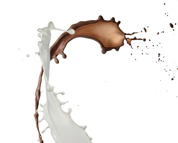 Mjölk och choklad splash — Stockfoto