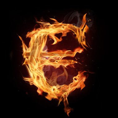 Fire alphabet euro sign clipart