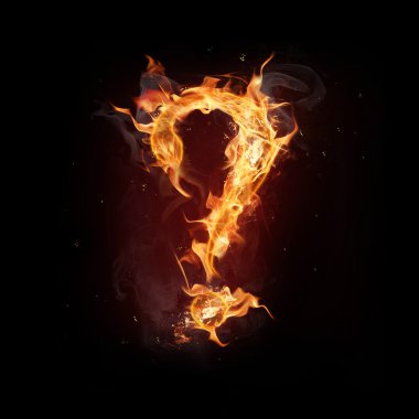 Fire alphabet question mark clipart