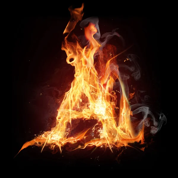 Fire alphabet letter "A" — Stock Photo, Image
