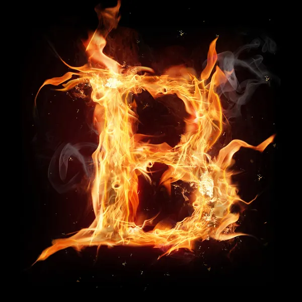Fire alphabet letter "B" — Stock Photo, Image
