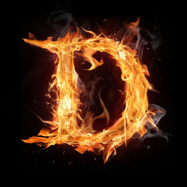 Letra del alfabeto de fuego "D " —  Fotos de Stock