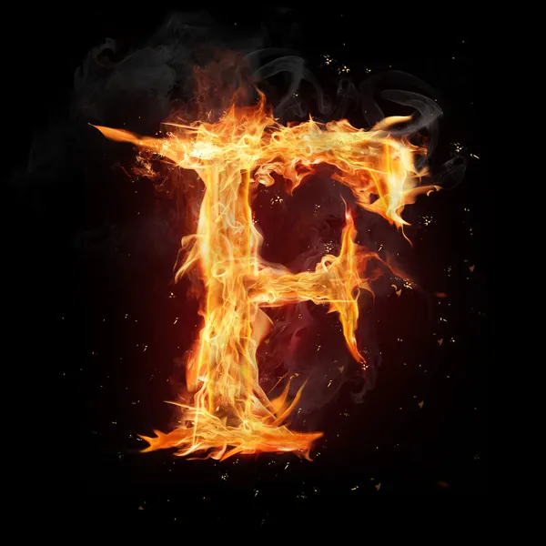 Fire alphabet letter "F" — Stock Photo, Image