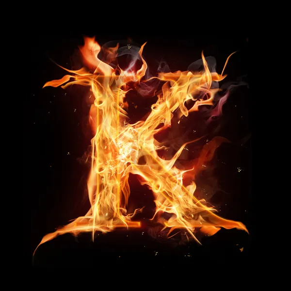 Φωτιά αλφάβητο επιστολή "k" — Φωτογραφία Αρχείου