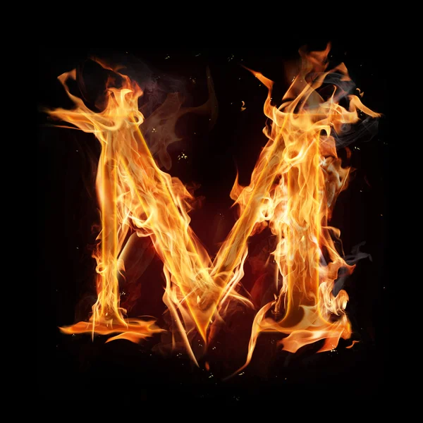 Fire alphabet letter "M" — Stock Photo, Image