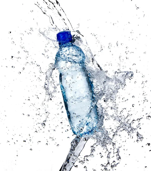 Fresh water splashing out of bottle — Stock Photo, Image