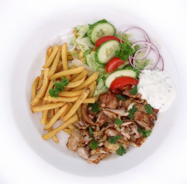 gyros sebze ve patates kızartması ile