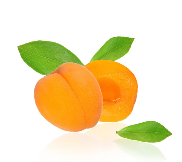 Čerstvé meruňky přes bílý — Stock fotografie