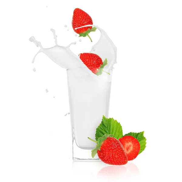 stock image Strawberry in cream splash