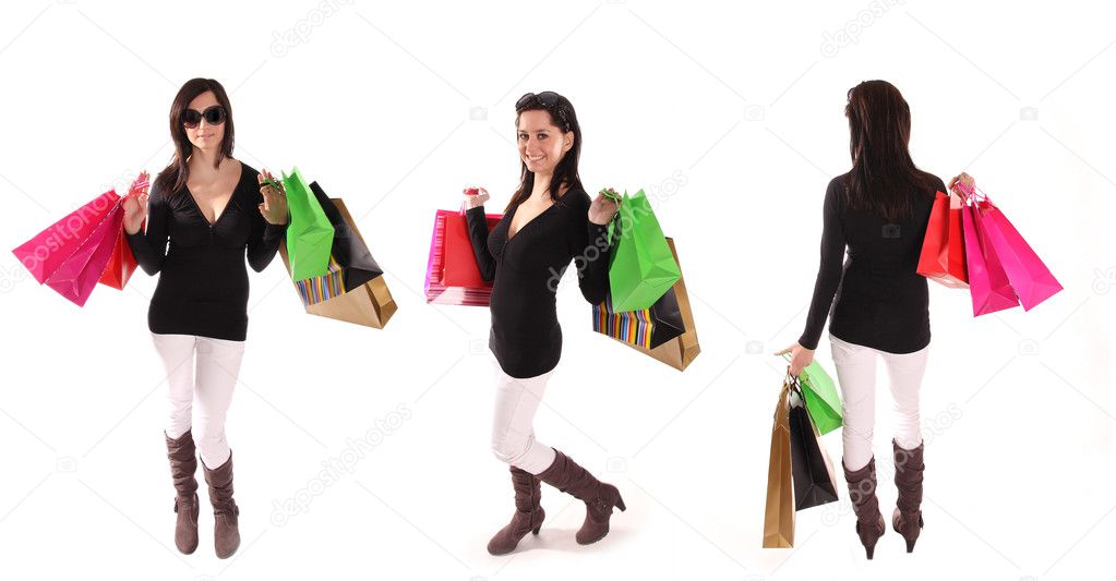 Young pretty woman with shopping bags