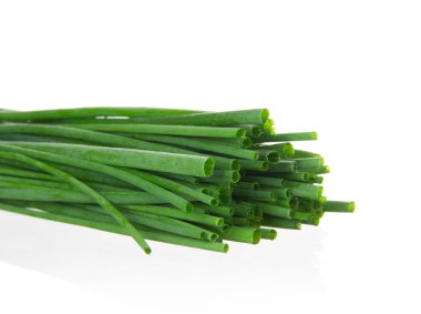 Bundle of garlic chives isolated on white background clipart