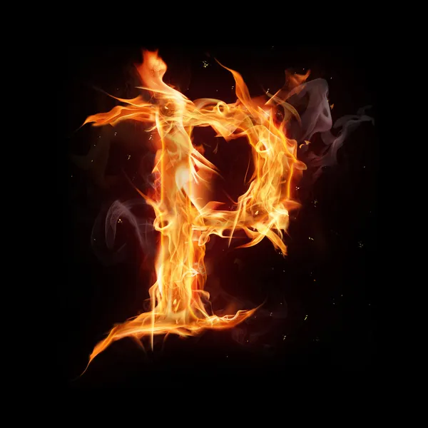 Fire alphabet letter "P" — Stock Photo, Image