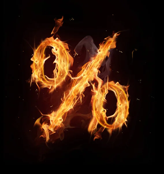 Fire alphabet percent symbol — Stock Photo, Image