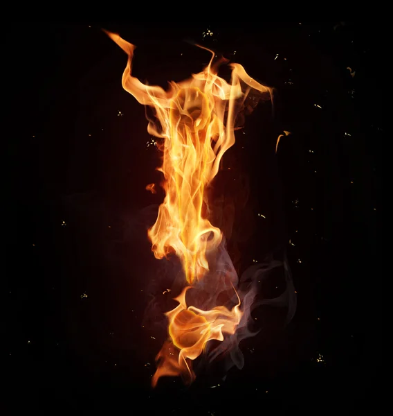火のアルファベット手紙感嘆符 — ストック写真